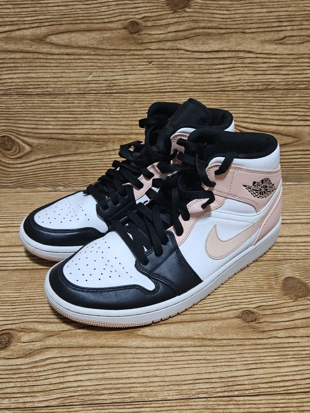 Nike Air Jordan (Air Force) 1 Mid Pink White Black, MENS 9/WOMENS 10.5